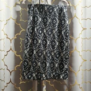 Worthington Black and White Lace Pencil Skirt